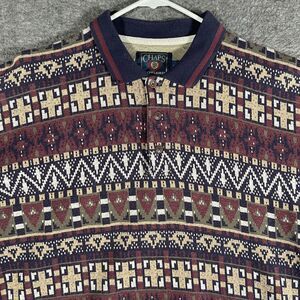 Vintage Chaps Ralph Lauren Sweater Mens Large Aztec Knit Polo Collar 90s